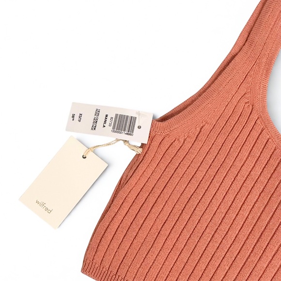 Aritzia Wilfred Manila Ribbed Crop Tank | XS | Merino Wool | NWT | Heirloom Pink - Picture 3 of 5